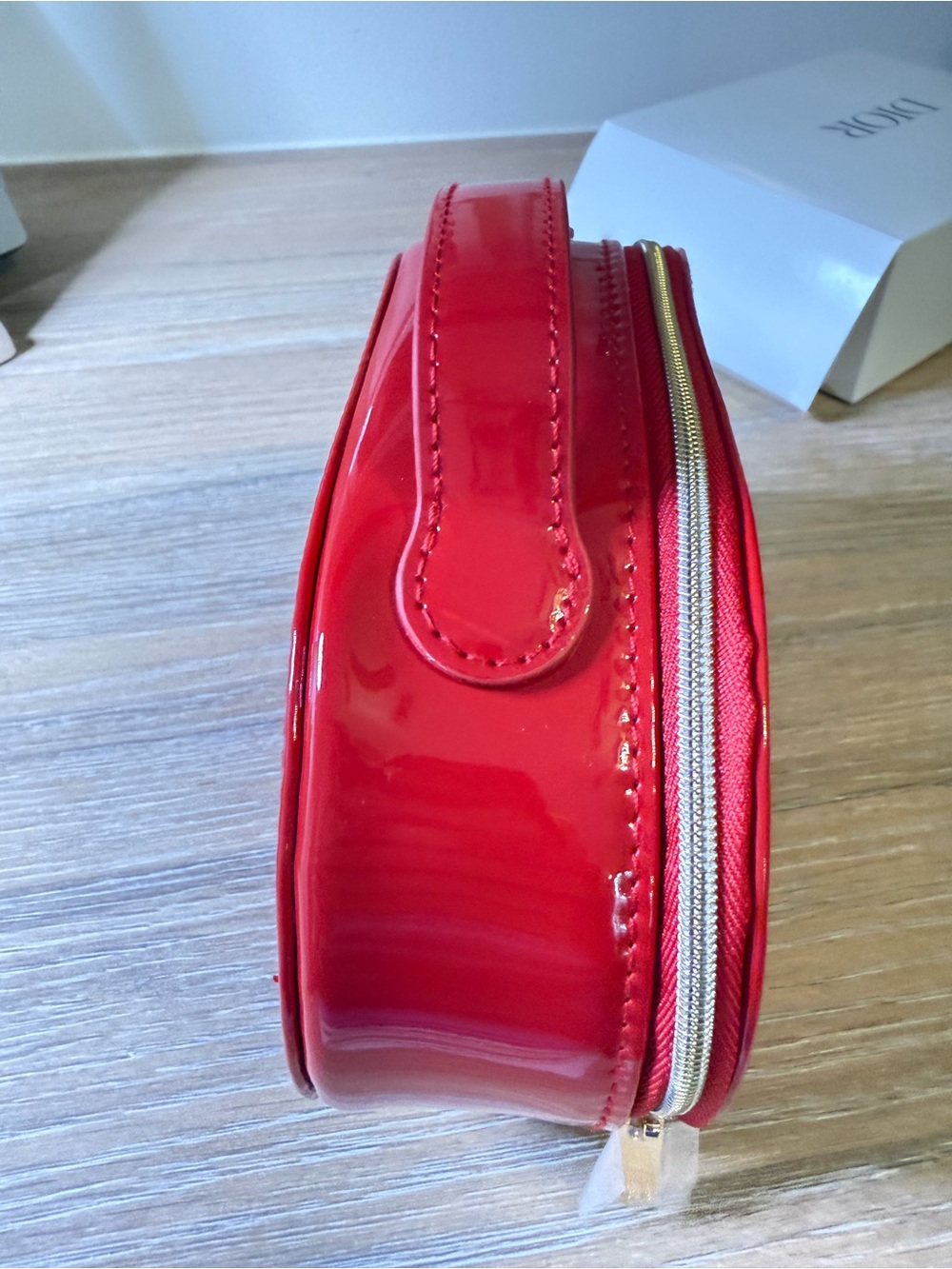 Dior Red Patent Logo Top-Handle Makeup Bag - Picture 7 of 13